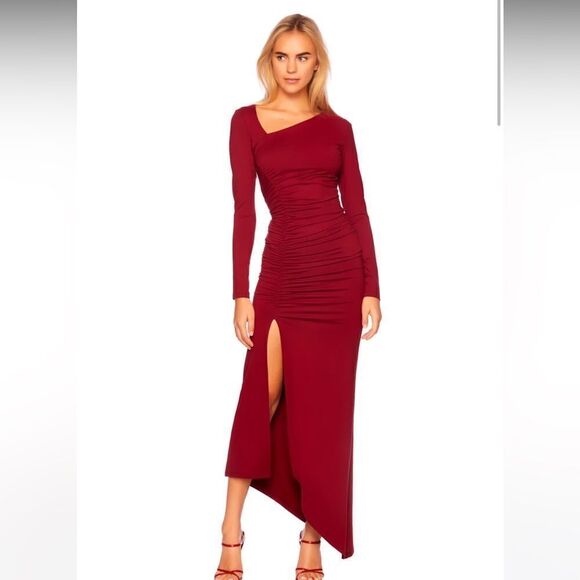 NWT Susana Monaco Side Gather Slit Dress in Wine Red Size Small - Picture 1 of 6